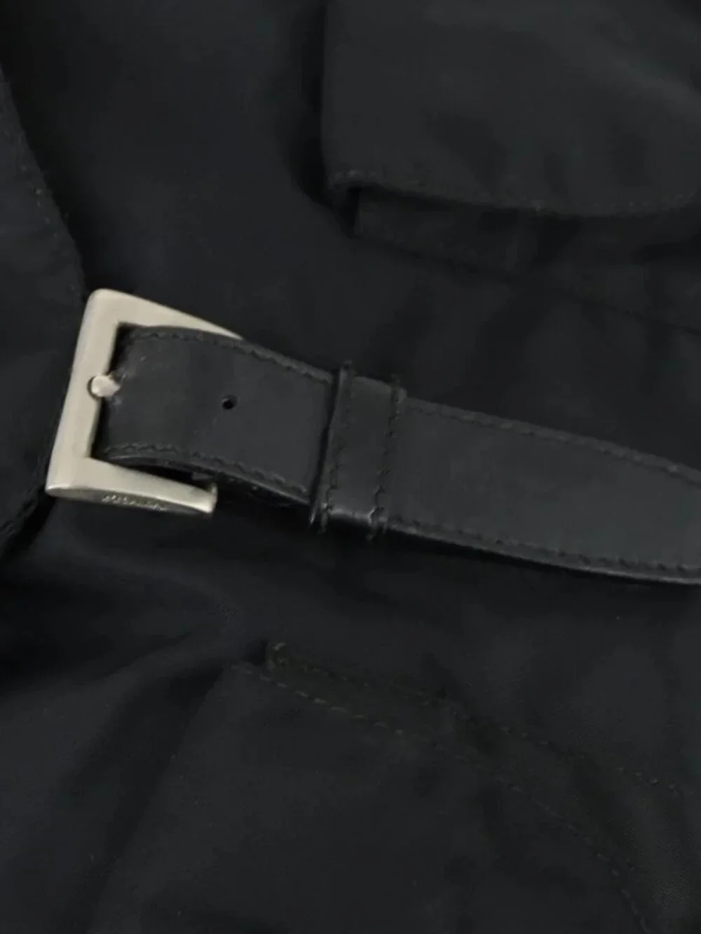 PRADA Backpack Nylon Black Silver Auth 153760
